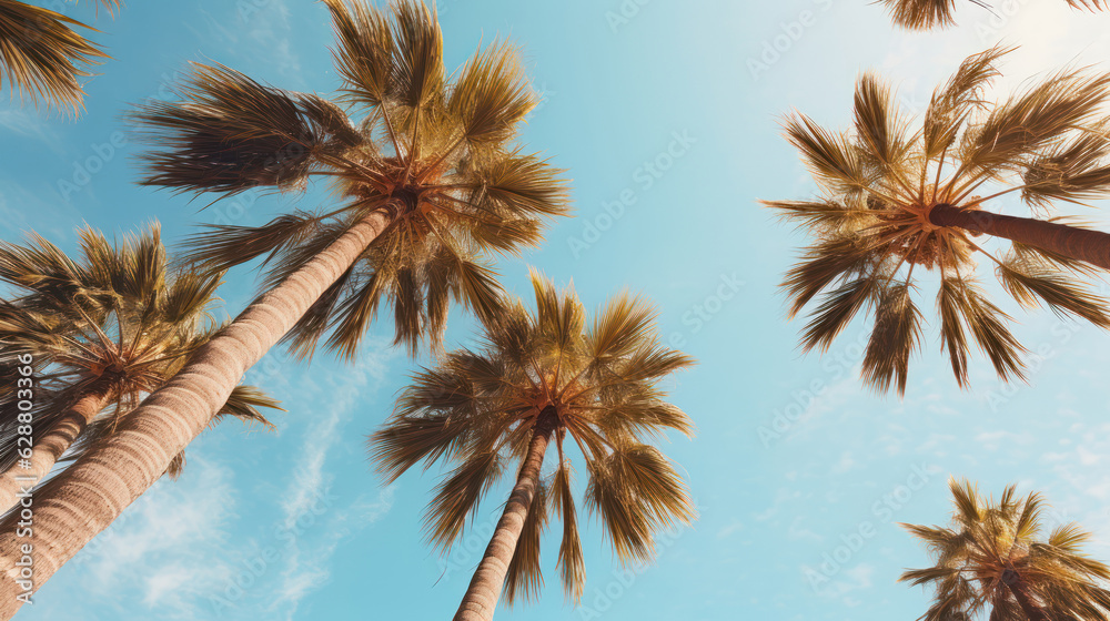 Fototapeta premium Palm trees against a blue sky