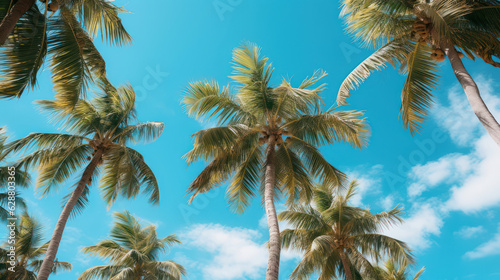 Palm trees against a blue sky