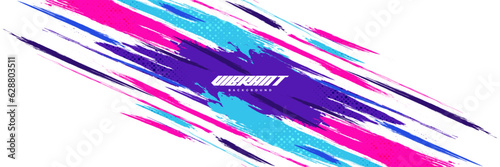 Abstract and Colorful Brush Background with Halftone Effect. Brush Stroke Illustration for Banner, Poster, or Sports Background. Scratch and Texture Elements For Design
