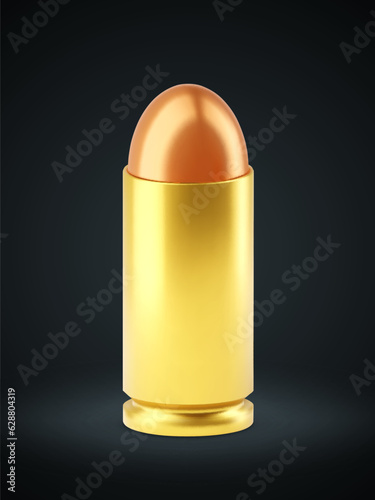 9mm bullet on black background. EPS10 vector