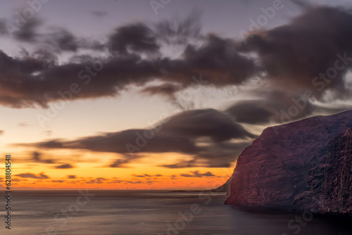 Beautiful view of Los Gigantes. Sunset landscape background. Tenerife Canary Islands, Spain, `Europe. 