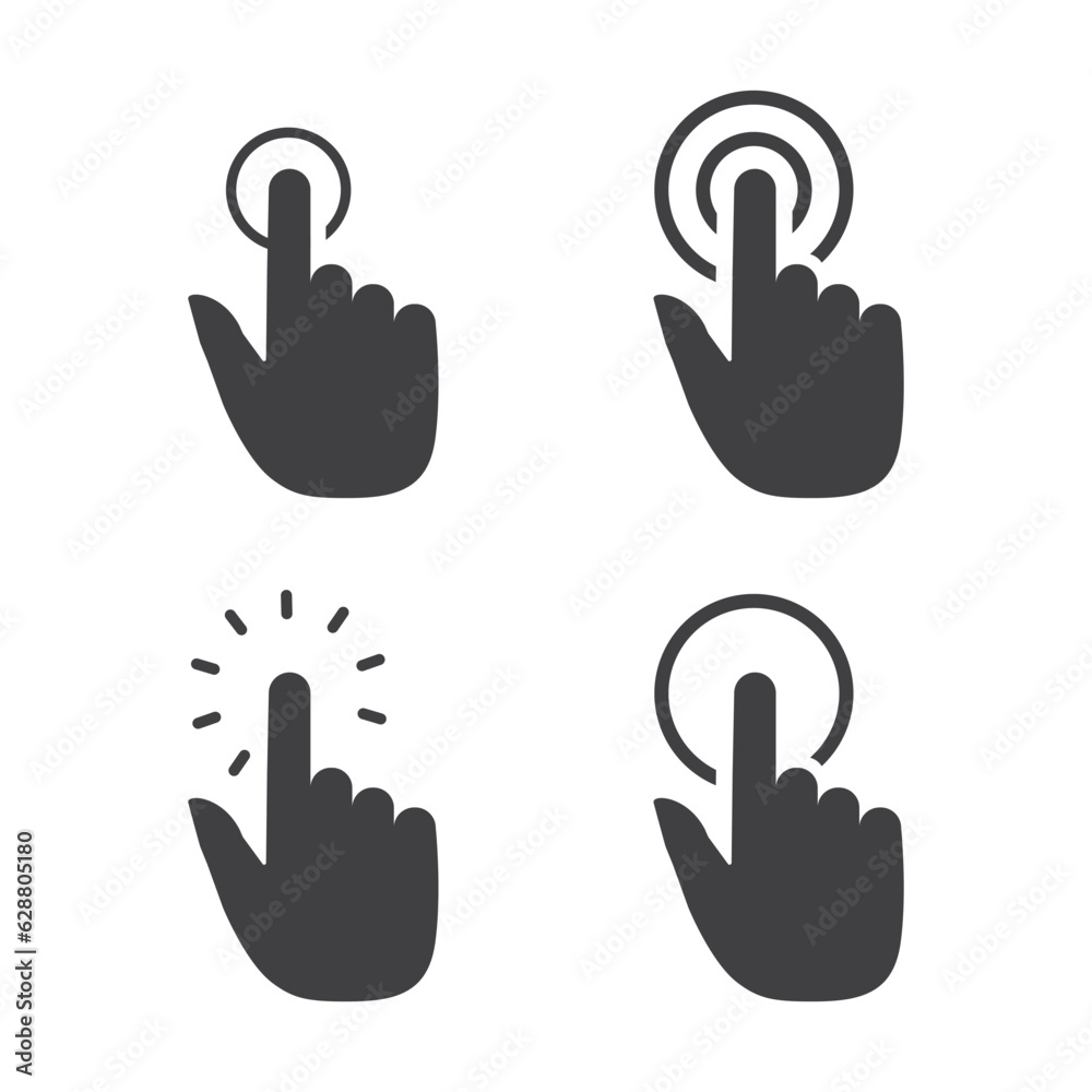 Pointer or click icon set isolated flat design vector illustration. Pointer or click icon set isolated flat design vector illustration.