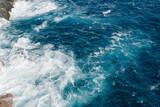 Waves on the sea. View from above on Ligurian Sea in Portofino