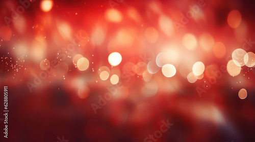 Glitter vintage lights background. Red neon bokeh abstract backdrop. © tashechka