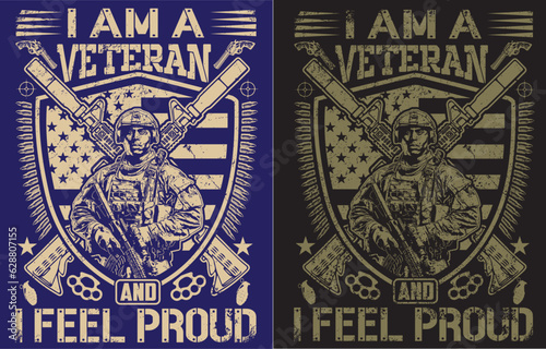 veteran vintage t-shirt design.