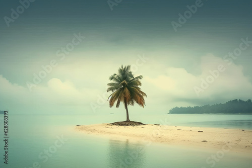 Palm Tree Against an Oceanscape Background © AberrantRealities
