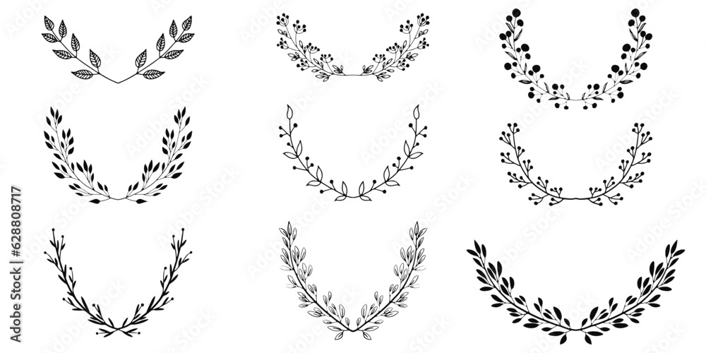 Obraz premium Floral hand drawn border. Wedding card design element.