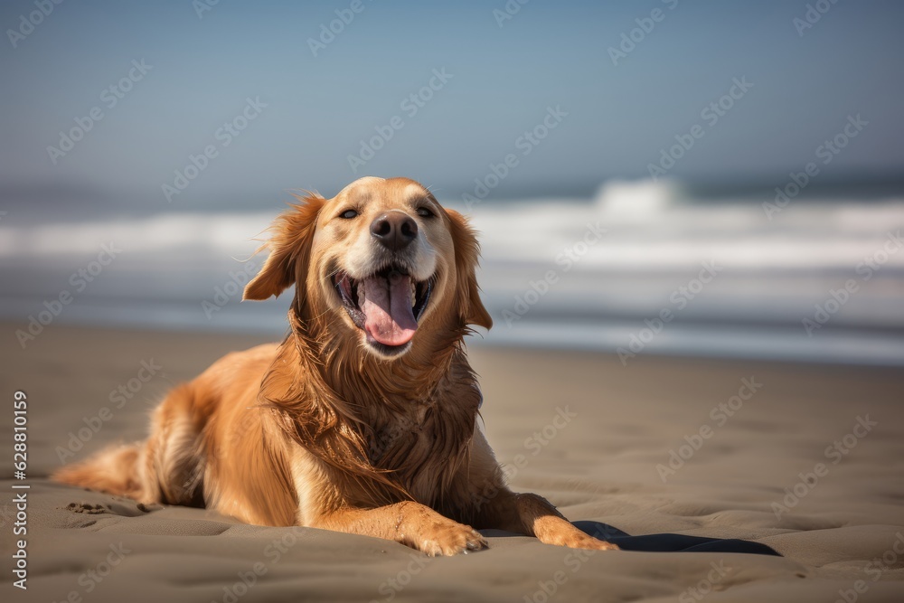 portrait of a happy summer dog outdoors in a field landscape portrait of a happy summer dog outdoors in a field landscape
