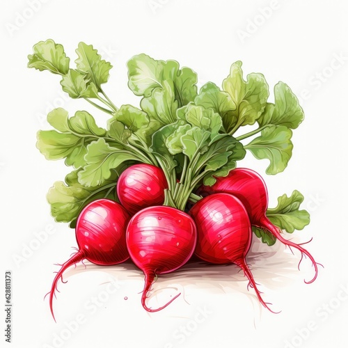 bunch of radishes isolated