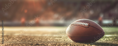 Fotografia Realistic American football ball lies on the football field