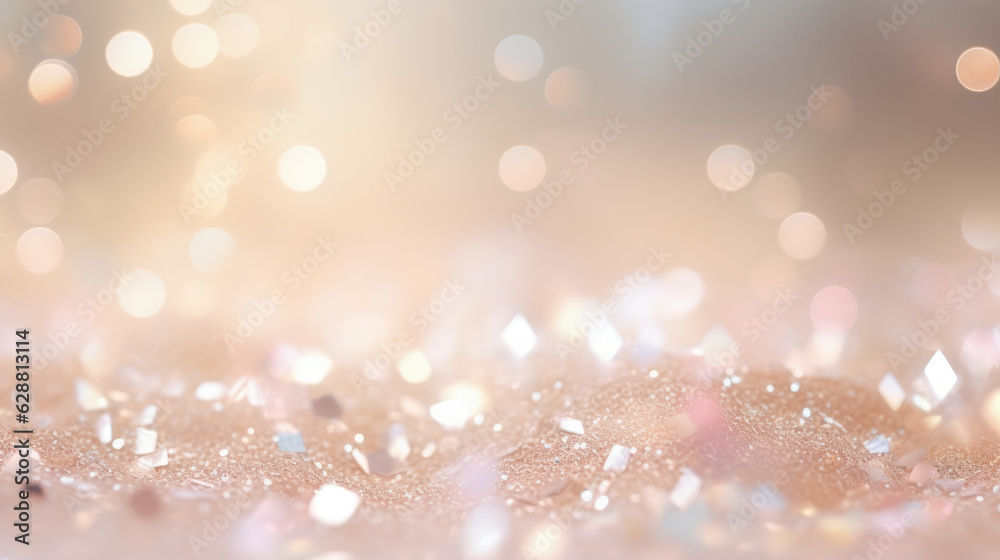 Glitter background in pastel delicate beige and pearl tone. Generative ai - obrazy, fototapety, plakaty 