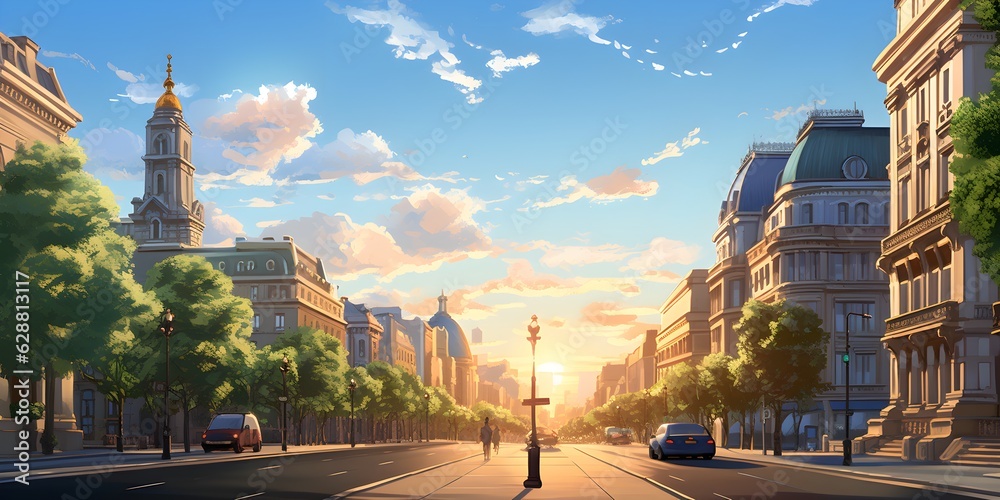 Obraz premium Modern city landscape created with Generative AI technology