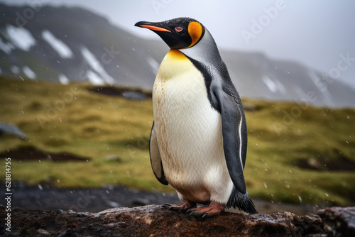 Cute Penguin image created in its natural environment. Generative ai