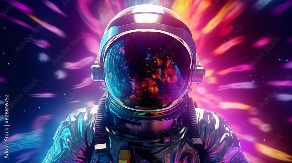Astronaut on Abstract Bright Background Astronaut on Abstract Bright Background