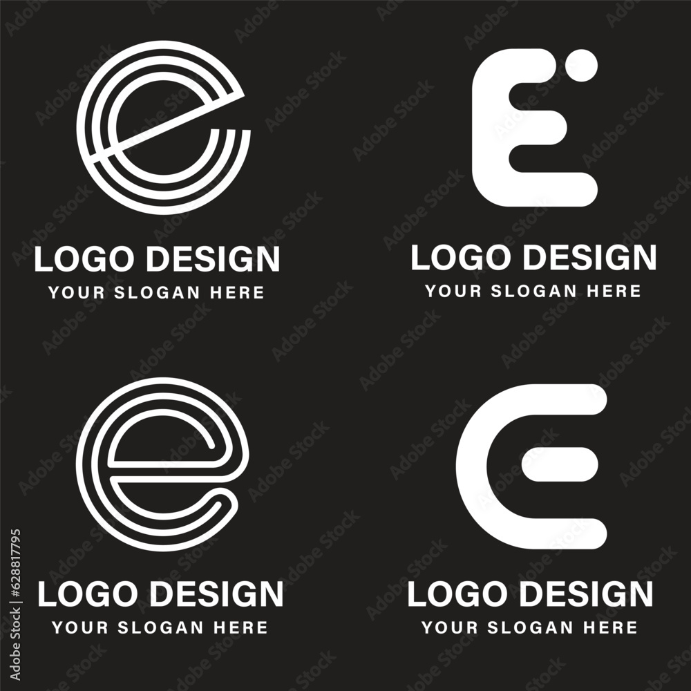 vector e alphabet logo design collection