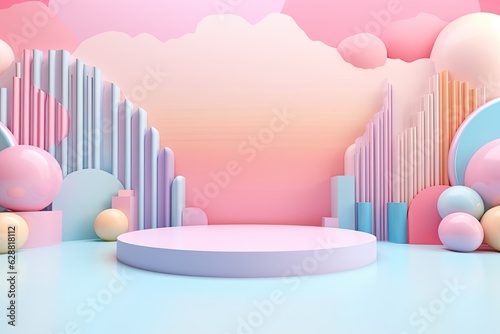 3D podium on stage background  geometric shape for product display presentation. Minimal scene for mockup products  stage showcase  promotion display.