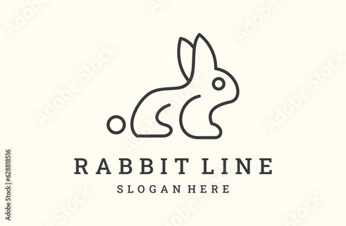 Rabbit line outline simple icon logo design 
