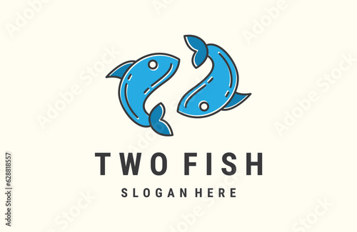Creative Fish Logo Design, Fishing Logo, Two Fish Logo .