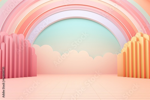 3D podium on stage background, geometric shape for product display presentation. Minimal scene for mockup products, stage showcase, promotion display.