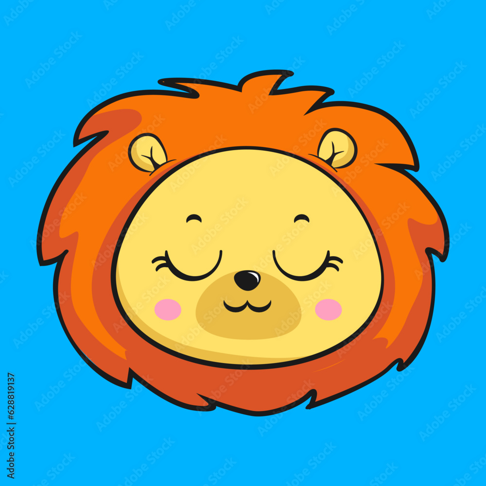 Lion Disappointed Face Head Kawaii Sticker Lion Disappointed Face Head Kawaii Sticker