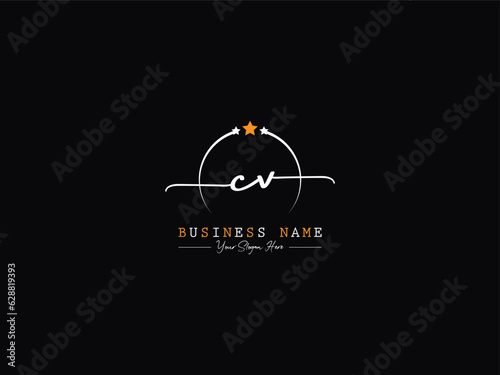 Apparel Signature Cv Logo Letter, Luxury Cv vc Logo Icon Vector Art