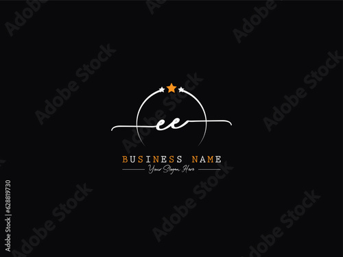 Handwritten Ee e e Signature Logo, Minimal Luxury Ee Logo Letter Design For Business