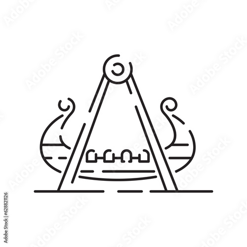 Amusement park line icon vector. Park with ferris wheel, circus, carousel, roller coaster attractions. Festival fun. isolated contour symbol black illustration