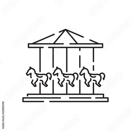 Amusement park line icon vector. Park with ferris wheel, circus, carousel, roller coaster attractions. Festival fun. isolated contour symbol black illustration