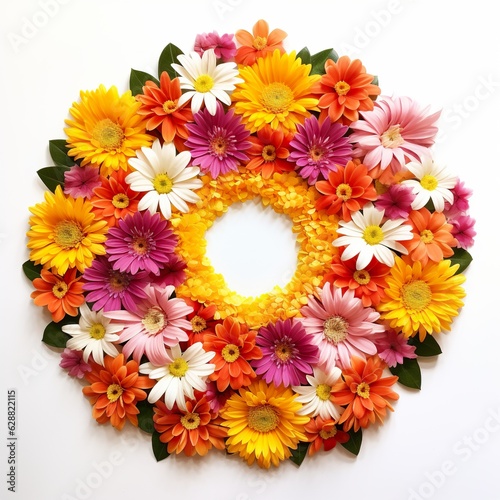 Onam festival floral designs called' Athapookkalam'. Onam is a traditional festival in Kerala, India. Generative AI photo