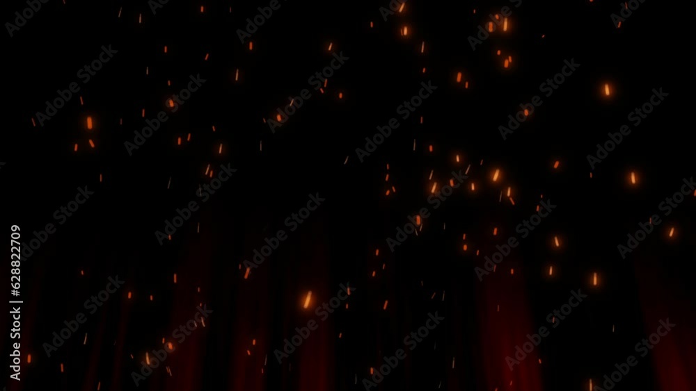 The loop animation seamless burning red hot sparks rise from large fire  