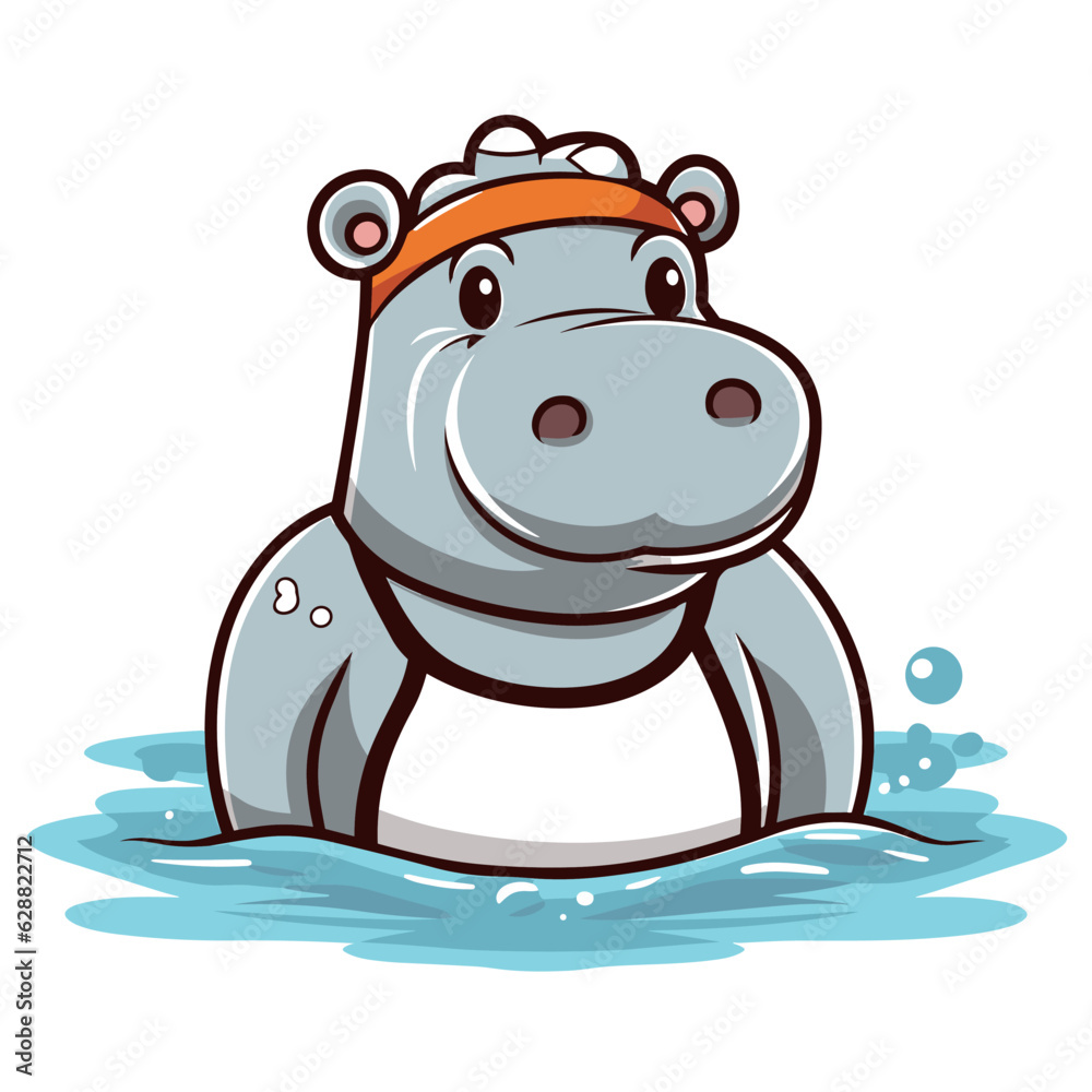 A Hippo Swimmer mascot Vector Illustration A Hippo Swimmer mascot Vector Illustration