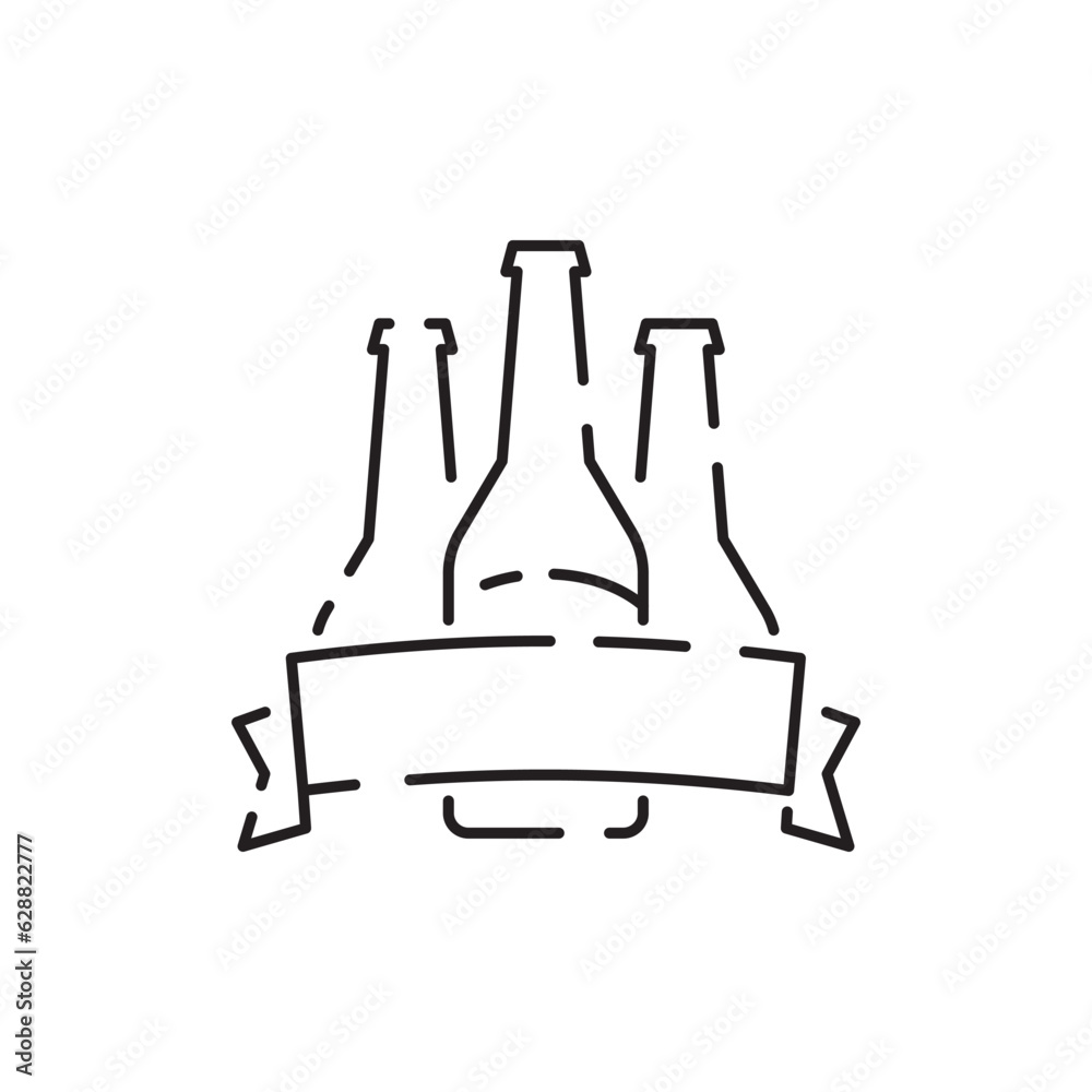 Naklejka premium Beer Line Icon. Contains such Icons as Barrel, Six-pack, Keg, Signboard, Mug, drinks. Alcohol pub or bar glass. Two glasses of beer toasting creating splash on white background. Vector illustration