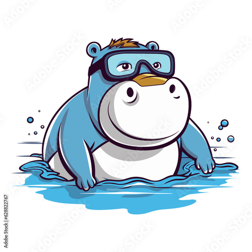 A Hippo Swimmer mascot Vector Illustration