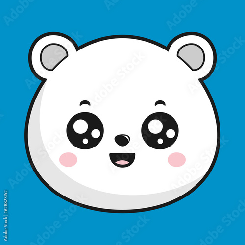 Polar Bear Happy Face Head Kawaii Sticker Isolated