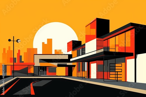 Simple Urban Architecture Minimalist Background Design