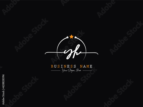 Minimalist Signature Gh hg Signature Logo, Feminine Gh Logo Letter Design photo