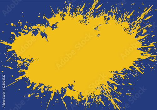 Abstract grunge texture background, rough edge frame, distressed border, yellow and blue vector illustration template for poster, wallpaper, banner, web site.