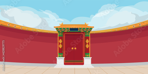 Chinese Vintage Outdoor Front Wall Background Vector