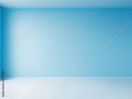 blue background for presentation. A light blue wall in the interior with beautiful built-in lighting and a smooth floor.