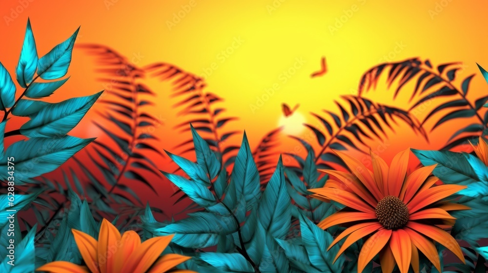 Summer Themed Lush Fractal Design Background Summer Themed Lush Fractal Design Background