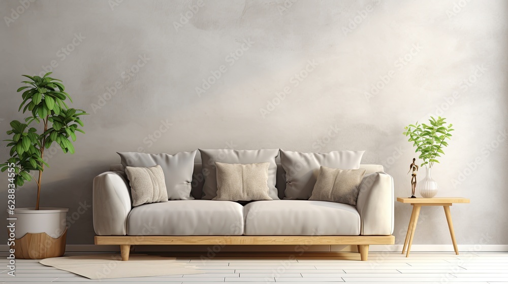 home interior mock gray sofa wooden, generative ai home interior mock gray sofa wooden, generative ai