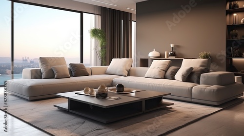 modern living room luxury sofa interior, generative ai