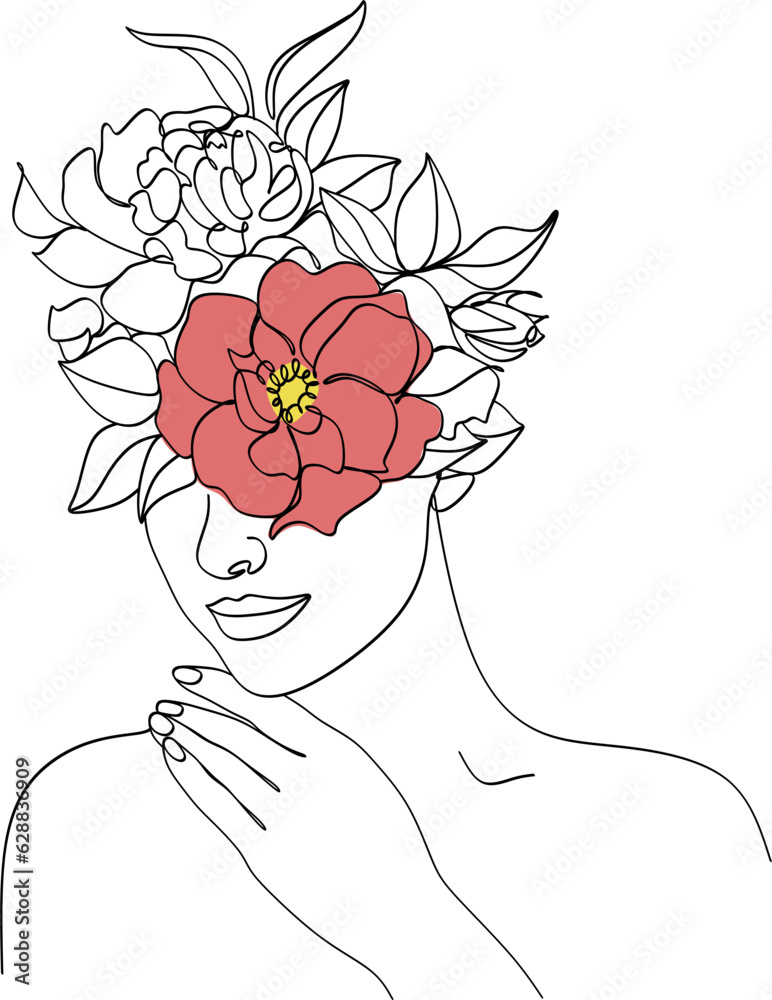Abstract Woman Head with Flowers Line Drawing Set. Female Face Line Art Drawing. Minimalist Feminine Illustration for Wall Decor, Print, Poster, Social Media. Abstract Woman Face Vector Collection Abstract Woman Head with Flowers Line Drawing Set. Female Face Line Art Drawing. Minimalist Feminine Illustration for Wall Decor, Print, Poster, Social Media. Abstract Woman Face Vector Collection
