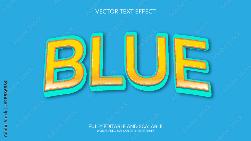 Blue 3D Fully Editable  Vector Eps Text Effect Template Design 