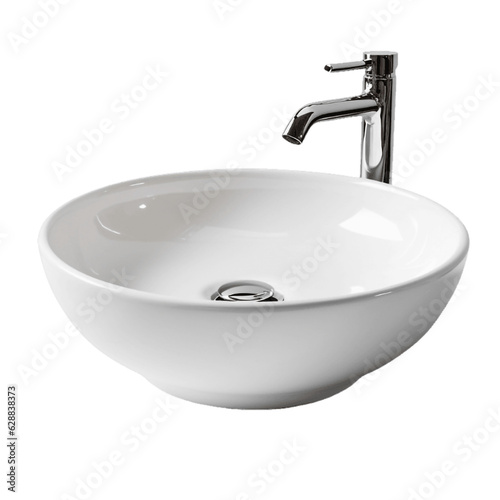 ceramic sink and faucet  isolated on white background