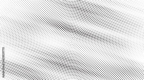 Monochrome Dots Background. Fade Texture. Vintage Pop-art Backdrop. Grunge Black and White Overlay. Vector illustration.	