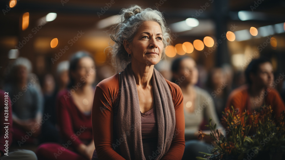 woman praying in church.generative ai