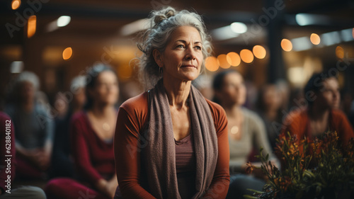 woman praying in church.generative ai