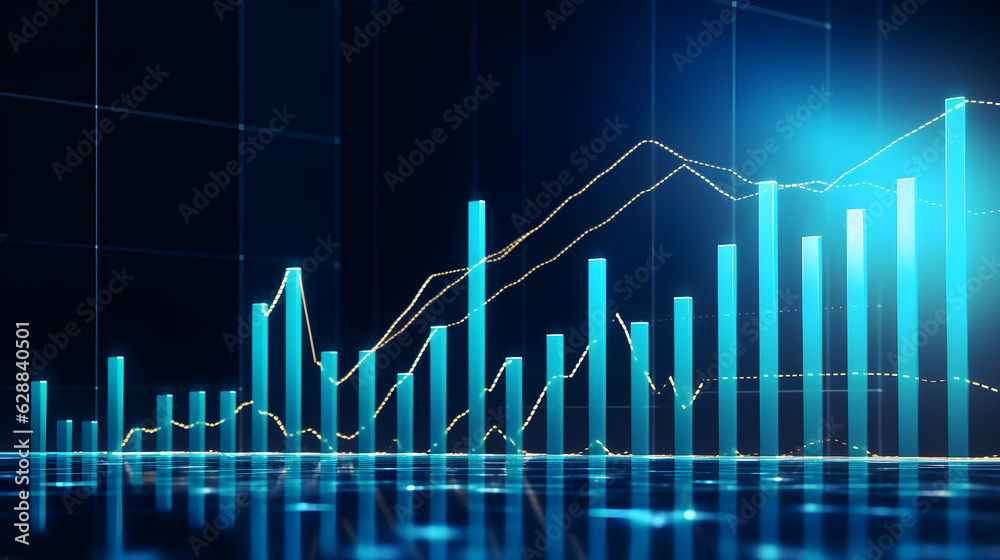 market chart with blue background