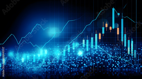 stock market chart with blue background